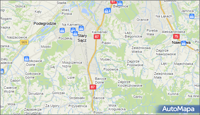 mapa Myślec, Myślec na mapie Targeo