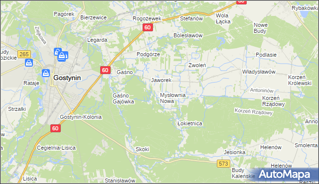 mapa Mysłownia Nowa, Mysłownia Nowa na mapie Targeo
