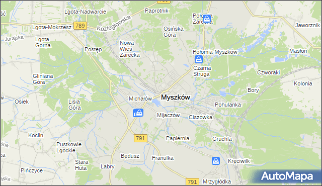 mapa Myszków, Myszków na mapie Targeo