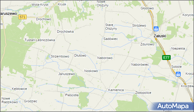 mapa Naborowo, Naborowo na mapie Targeo