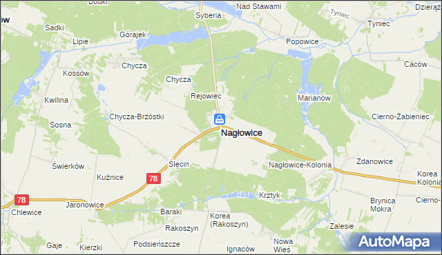 mapa Nagłowice, Nagłowice na mapie Targeo