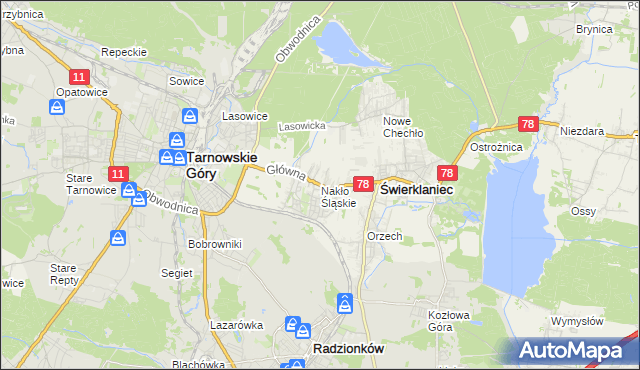 mapa Nakło Śląskie, Nakło Śląskie na mapie Targeo