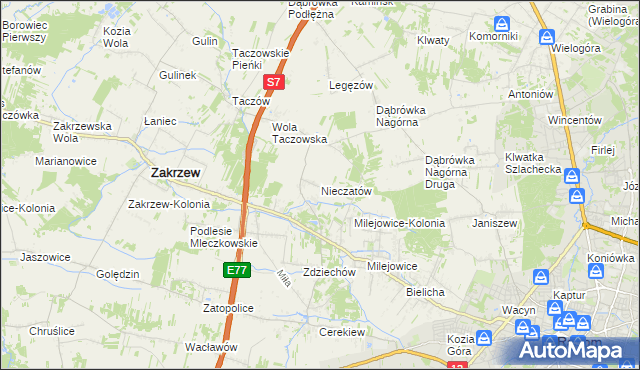 mapa Nieczatów, Nieczatów na mapie Targeo