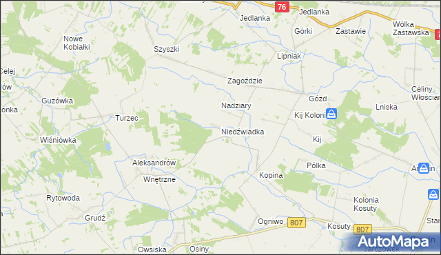 mapa Niedźwiadka, Niedźwiadka na mapie Targeo