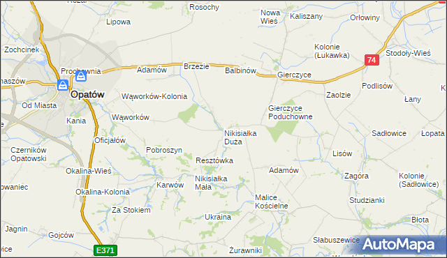 mapa Nikisiałka Duża, Nikisiałka Duża na mapie Targeo