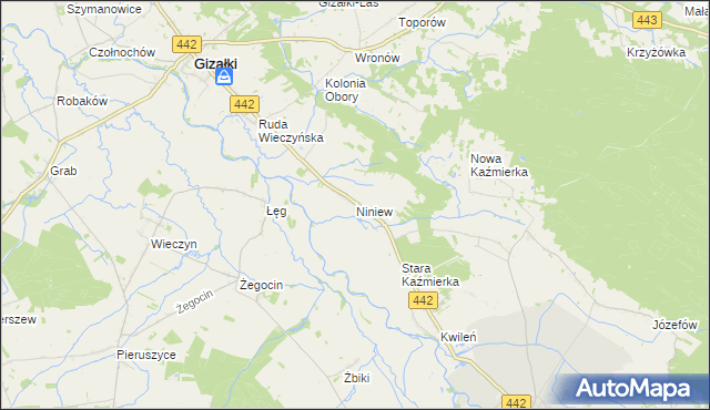 mapa Niniew, Niniew na mapie Targeo