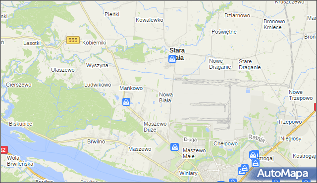 mapa Nowa Biała gmina Stara Biała, Nowa Biała gmina Stara Biała na mapie Targeo