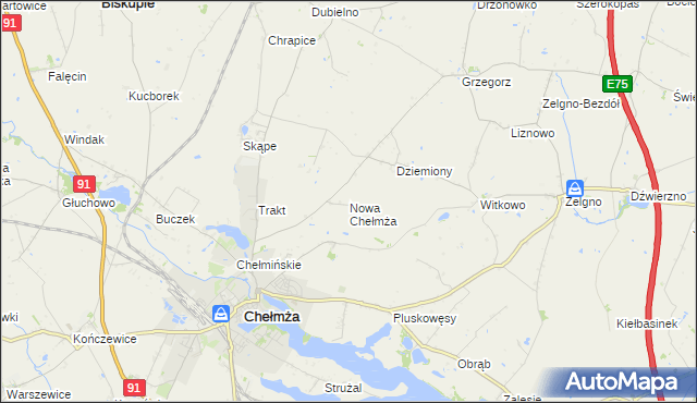 mapa Nowa Chełmża, Nowa Chełmża na mapie Targeo