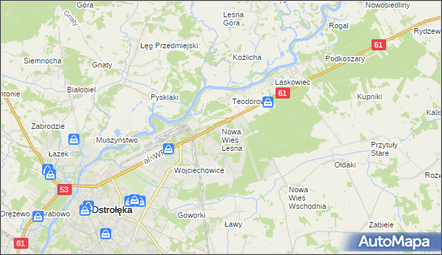 mapa Nowa Wieś Leśna, Nowa Wieś Leśna na mapie Targeo