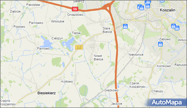 mapa Nowe Bielice, Nowe Bielice na mapie Targeo