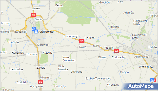 mapa Nowe gmina Krośniewice, Nowe gmina Krośniewice na mapie Targeo