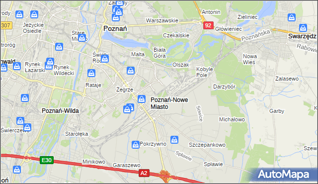 mapa Nowe Miasto gmina Poznań, Nowe Miasto gmina Poznań na mapie Targeo