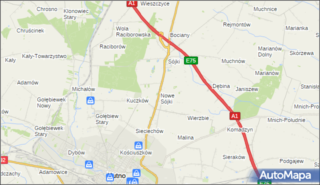 mapa Nowe Sójki, Nowe Sójki na mapie Targeo