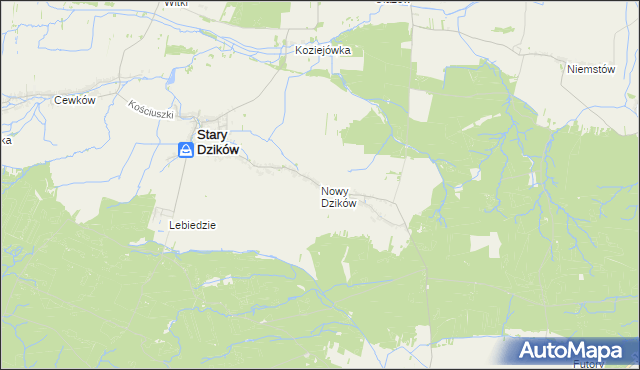 mapa Nowy Dzików, Nowy Dzików na mapie Targeo