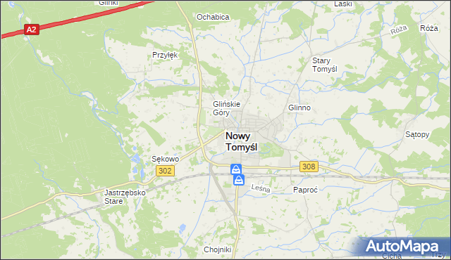 mapa Nowy Tomyśl, Nowy Tomyśl na mapie Targeo