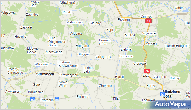 mapa Oblęgorek, Oblęgorek na mapie Targeo