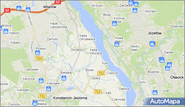 mapa Obórki gmina Konstancin-Jeziorna, Obórki gmina Konstancin-Jeziorna na mapie Targeo