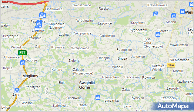 mapa Ochojno, Ochojno na mapie Targeo