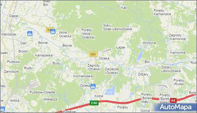 mapa Ocieka, Ocieka na mapie Targeo