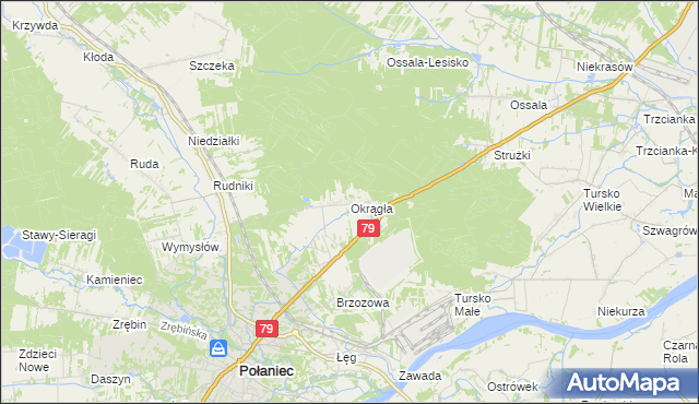 mapa Okrągła, Okrągła na mapie Targeo