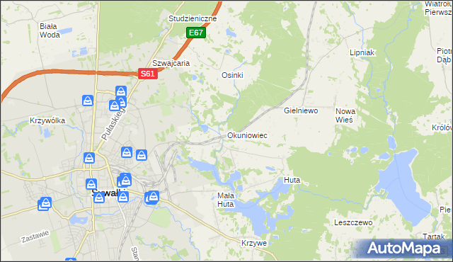 mapa Okuniowiec, Okuniowiec na mapie Targeo