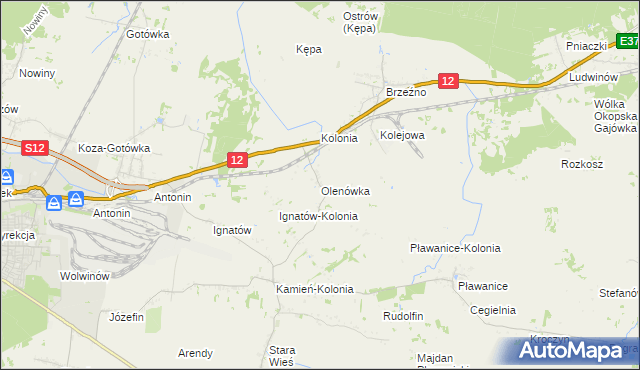 mapa Olenówka, Olenówka na mapie Targeo
