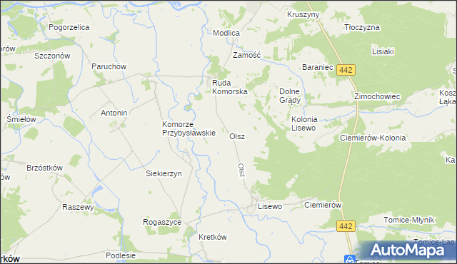 mapa Olsz, Olsz na mapie Targeo