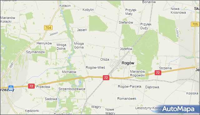mapa Olsza gmina Rogów, Olsza gmina Rogów na mapie Targeo