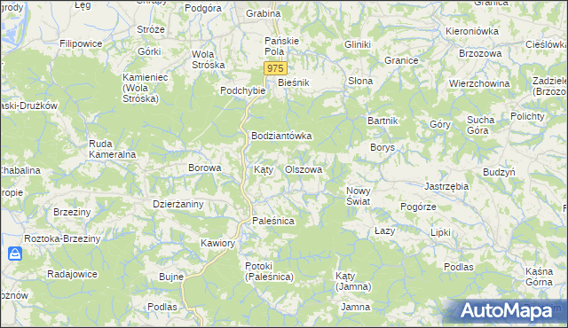 mapa Olszowa gmina Zakliczyn, Olszowa gmina Zakliczyn na mapie Targeo