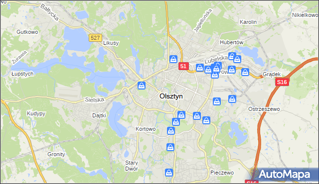 mapa Olsztyna, Olsztyn na mapie Targeo