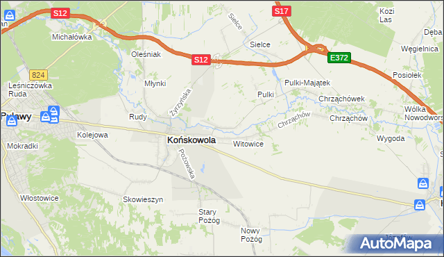 mapa Opoka gmina Końskowola, Opoka gmina Końskowola na mapie Targeo