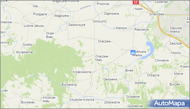 mapa Oraczew Mały, Oraczew Mały na mapie Targeo