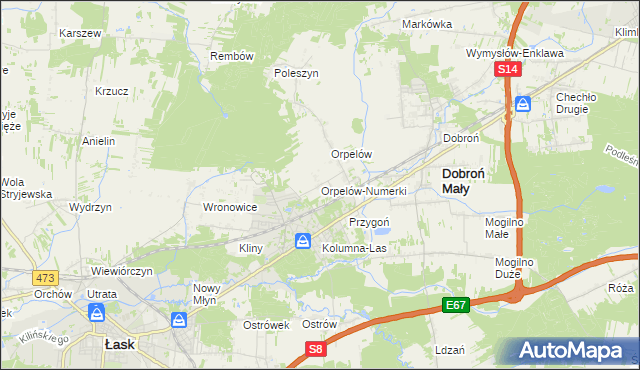 mapa Orpelów-Numerki, Orpelów-Numerki na mapie Targeo