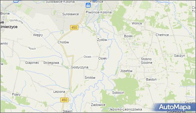 mapa Osiek gmina Nowe Skalmierzyce, Osiek gmina Nowe Skalmierzyce na mapie Targeo