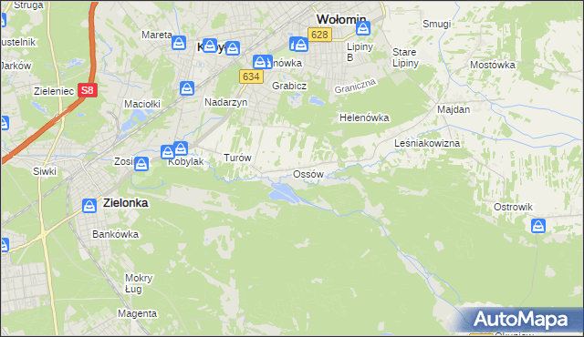 mapa Ossów, Ossów na mapie Targeo