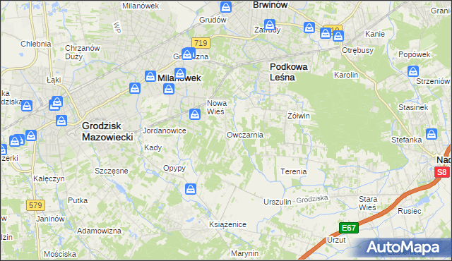 mapa Owczarnia gmina Brwinów, Owczarnia gmina Brwinów na mapie Targeo