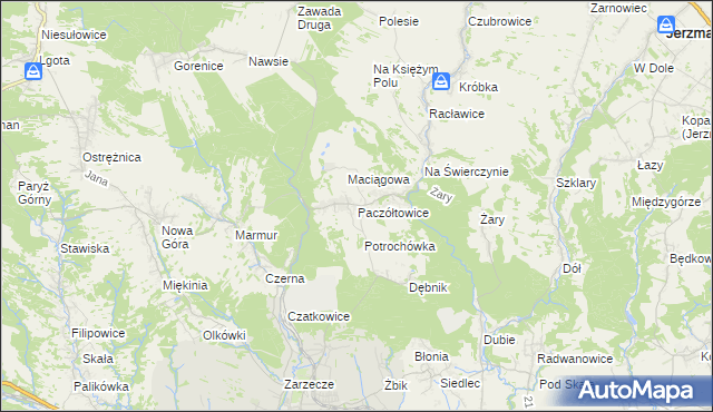 mapa Paczółtowice, Paczółtowice na mapie Targeo