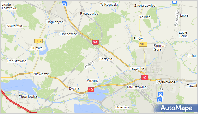 mapa Paczyna, Paczyna na mapie Targeo