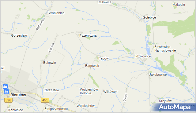 mapa Pągów gmina Wilków, Pągów gmina Wilków na mapie Targeo