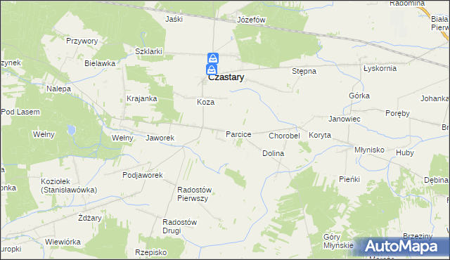 mapa Parcice, Parcice na mapie Targeo