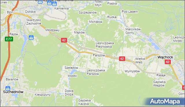 mapa Parszów, Parszów na mapie Targeo