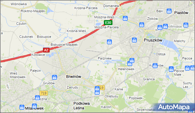 mapa Parzniew, Parzniew na mapie Targeo