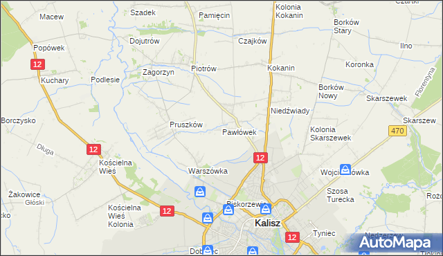 mapa Pawłówek gmina Blizanów, Pawłówek gmina Blizanów na mapie Targeo