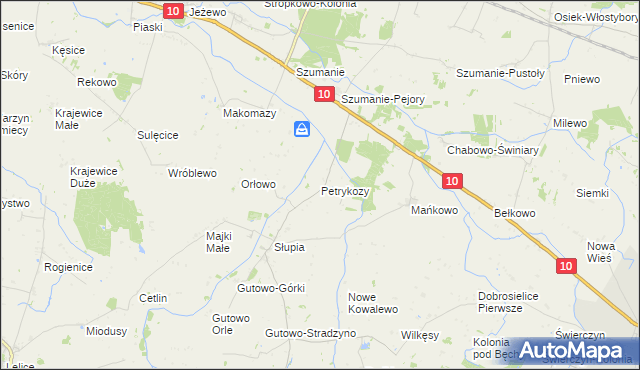 mapa Petrykozy gmina Zawidz, Petrykozy gmina Zawidz na mapie Targeo