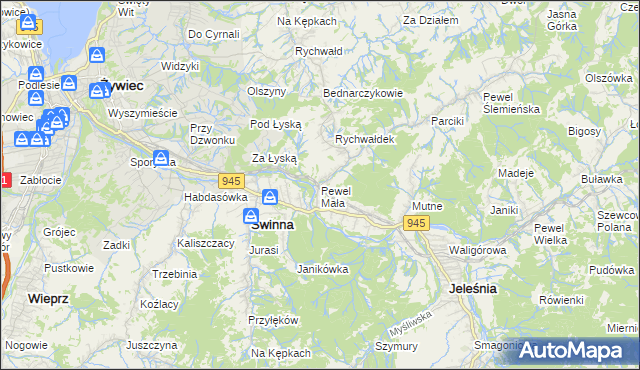 mapa Pewel Mała, Pewel Mała na mapie Targeo