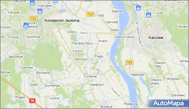 mapa Piaski gmina Konstancin-Jeziorna, Piaski gmina Konstancin-Jeziorna na mapie Targeo