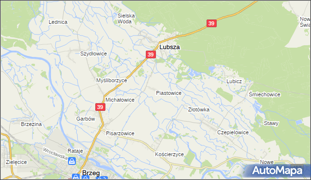 mapa Piastowice gmina Lubsza, Piastowice gmina Lubsza na mapie Targeo