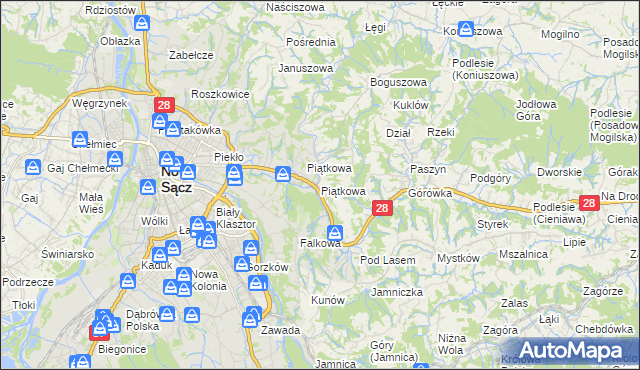 mapa Piątkowa gmina Chełmiec, Piątkowa gmina Chełmiec na mapie Targeo