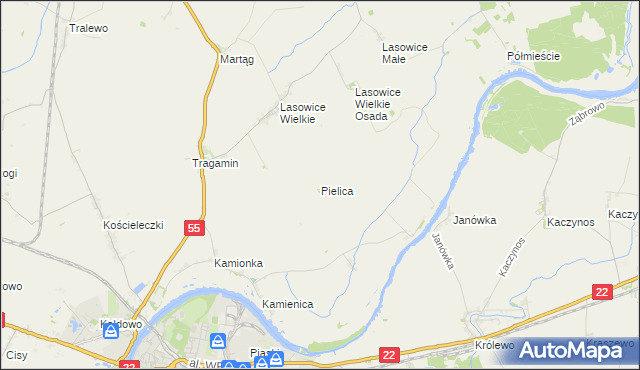 mapa Pielica, Pielica na mapie Targeo