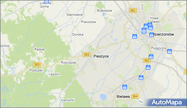 mapa Pieszyce, Pieszyce na mapie Targeo